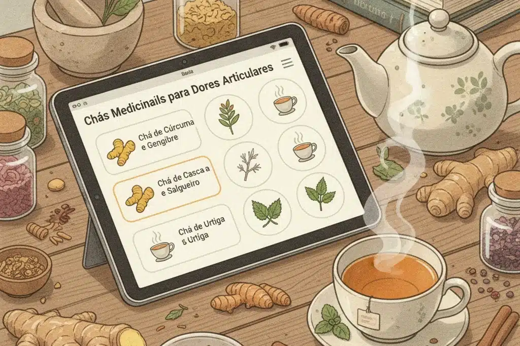 Apps com receitas naturais de chás medicinais para eliminar dores articulares